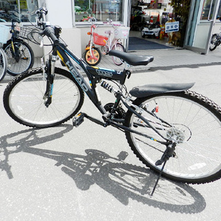 マウンテンバイク 26インチ 黒 18段階切り替え フルサス【HEAD】自転車