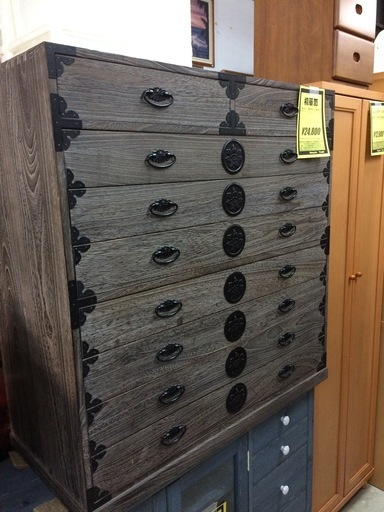 ★来店限定★ 焼桐　民芸調和箪笥　衣装箪笥　八段　セイエイ製　中古