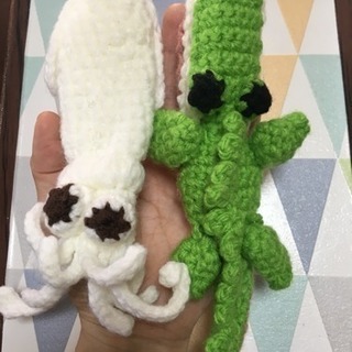 ☆手編み☆ワニとイカの編みぐるみ アクリルタワシにも！？