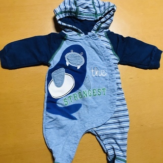 新生児★長袖　足付き★カバーオール★男の子用ブルー系★50㎝