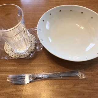 水玉ペアパスタ&グラスセット