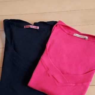 大人可愛いTシャツS～M位☆色ちがい黒・ピンク二枚セット☆LIM...