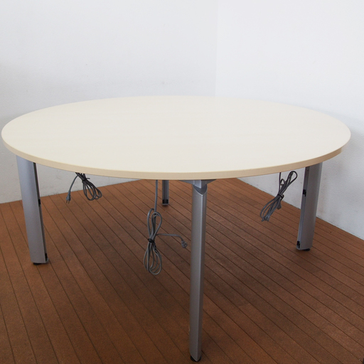 オカムラ製 ラティオシリーズ 大型丸テーブル ミーティングテーブル 配線機能付 直径150cm DL60AP 8004 (GA67)
