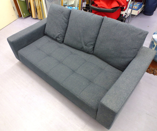 ウニコ  2人掛け ソファ ロータイプ QUEUE キュー ファブリック 布 紺 カフェスタイル UNICO 札幌市手稲区