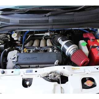 スイフト1.6スポーツ 5名 社外マフラー車高調レカロシートウイング（パールホワイト）の画像