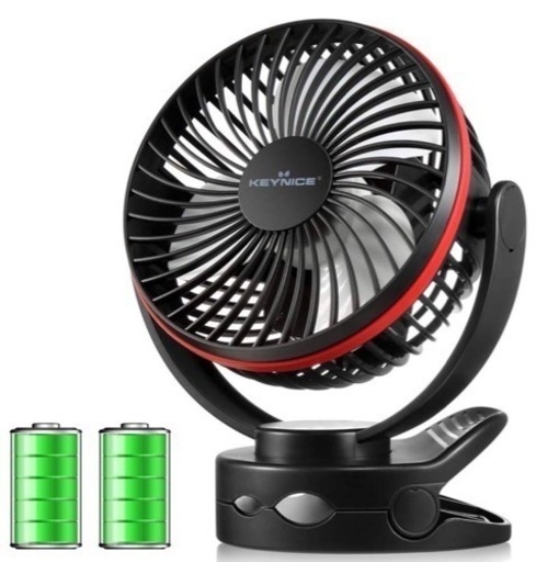 新品【2019年最新改良版】 KEYNICE usb扇風機 卓上扇風機 クリップ 充電式 usbファン 超強風 静音 風量4段階調節 360度角度調整 長時間連続使用 LEDライト機能付き ブラック