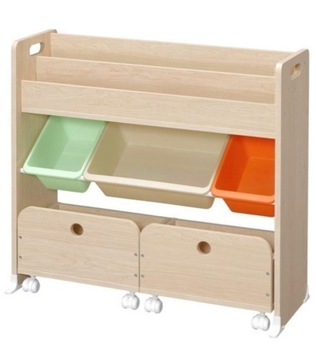 新品 アイリスオーヤマ おもちゃ箱 キャロット 幅85.6×奥行34.7×高さ79.8cm トイハウスラック 収納カート付き STHR-13