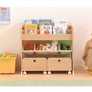 新品 アイリスオーヤマ おもちゃ箱 キャロット 幅85.6×奥行34.7×高さ79.8cm トイハウスラック 収納カート付き STHR-13の画像