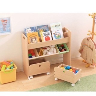 新品 アイリスオーヤマ おもちゃ箱 キャロット 幅85.6×奥行34.7×高さ79.8cm トイハウスラック 収納カート付き STHR-13の画像