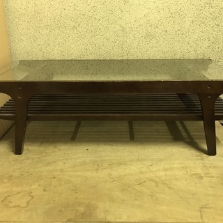 木製 ローテーブル ちゃぶ台 座卓 ガラス天板 収納棚付 幅12...