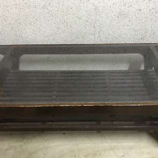 木製 ローテーブル ちゃぶ台 座卓 ガラス天板 収納棚付 幅120cm×奥行50cm×高さ39cmの画像