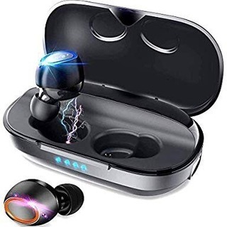 【2019最新版 5.0 Bluetooth イヤホン 】 ワイヤレスイヤホン Hi-Fi 高音質 AAC対応 最新bluetooth 5.0+EDR搭載 完全ワイヤレスイヤホン 左右分離型 自動ペアリング 音量調節可能 125時間連続駆動 技適認証済/Siri対応 / IPX7防水規格 / iPhone & Android対応 (ブラック)の画像