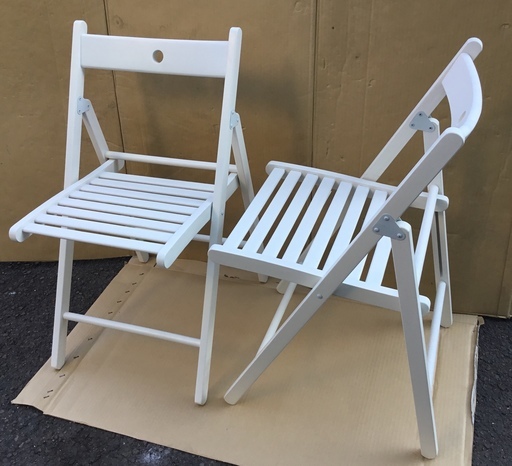 ＜美品＞IKEA -イケア・TERJE 折りたたみチェア・ビーチ無垢材・ホワイト２脚セット