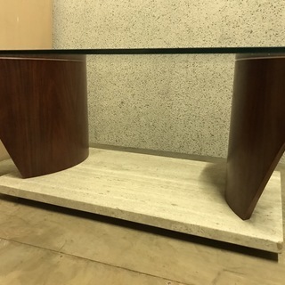 ローテーブル 座卓 ガラス天板 大理石台 事務所 会社 応接 幅130cm×奥行70cm×高さ43cmの画像