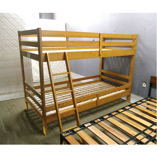 札幌【パイン材使用 カントリー調二段ベッド】シングルベッド×2 木製 すのこタイプ 2段ベッド ベット 本郷通店