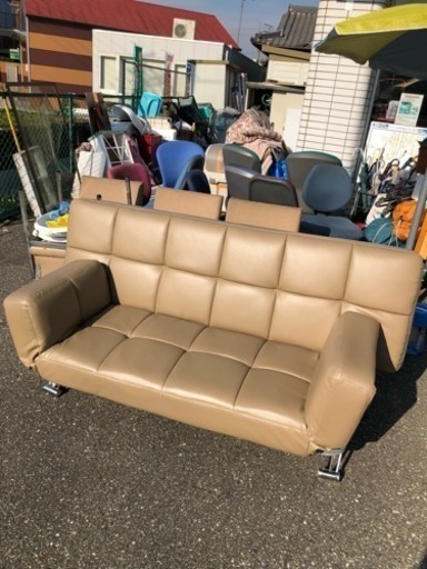中古美品 リクライニングソファ 2〜3人掛け メーカー不明