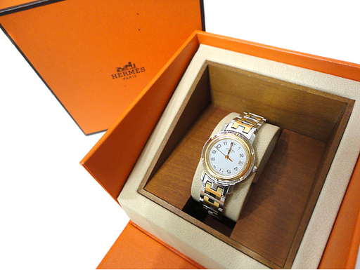 本物 エルメス HERMES 腕時計 CL4 220 クリッパー レディースクォーツ 白文字盤 BOX付き 札幌市 白石区 東札幌