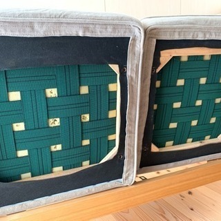 【交渉中】無印良品 タモ材ソファ2人掛け ベージュの画像