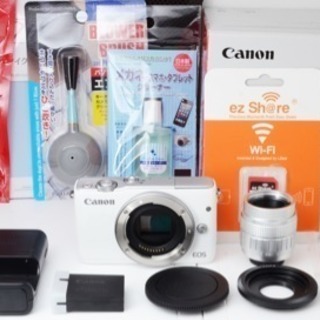 ○新品レンズ○WIFI内蔵○1800万画素○ホワイト○キャノン EOS M10