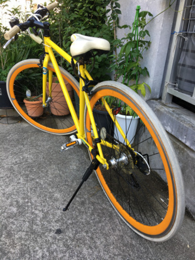 美品！ ピスト 自転車 イエロー 変速 シマノ