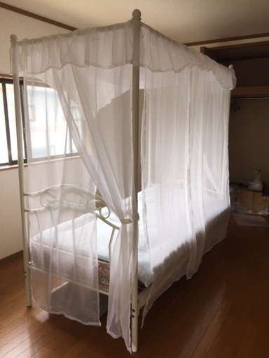 値下  お姫様ベッド　天蓋　マッレス付　シングルサイズ　ほぼ使ってません