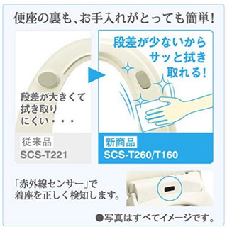 新品 送料無料 東芝 温水洗浄便座 クリーンウォッシュ パステルアイボリー SCS-T260【オート脱臭・リモコン付】の画像