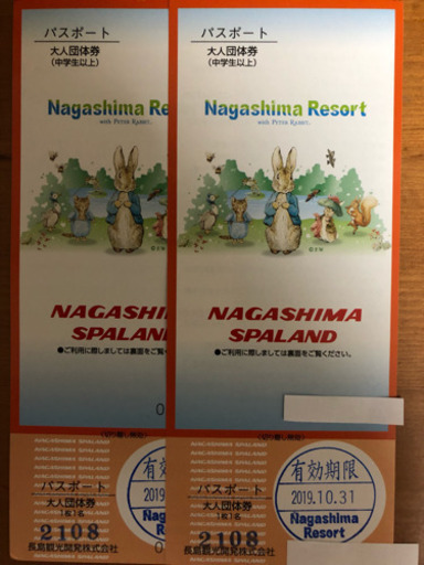 ナガシマ スパーランド パスポート   大人2枚