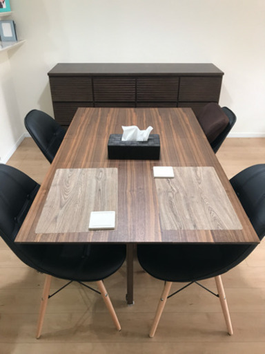 ⚠️受付終了⚠️★両側バタフライ ダイニングテーブル★4人掛け用  折り畳み イス4脚付き