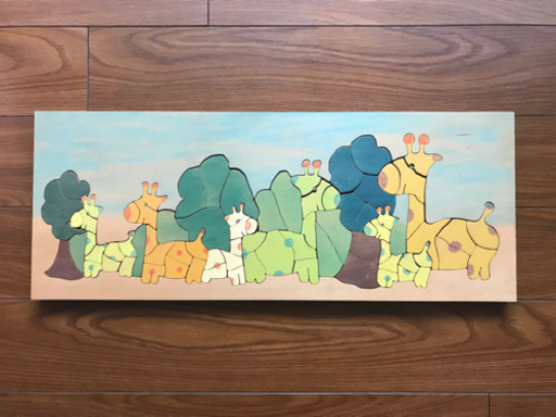 【おまとめ割引あり】【手作り】木工パズル:キリンの親子