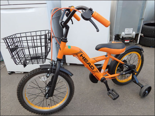 美品HEAD/ヘッド◆子供用自転車/KQ-HE18AJ◆オレンジ/補助輪付き
