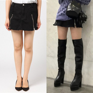 ENVYM ZIP付きフェイクスカートショートパンツ スカートライクショーパン スカパン Sの画像