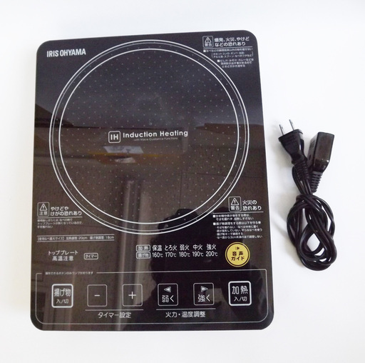アイリスオーヤマ IHクッキングヒーター 1000W EIH10V-B 音声ガイド付 ブラック 動作確認済 電気調理器 電磁調理器 中古 こもれび #KM-172