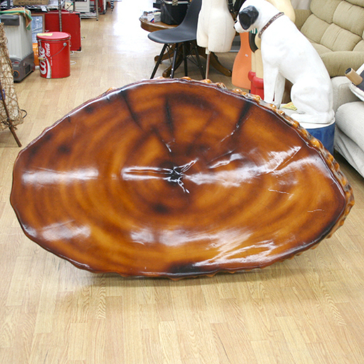 天然木 座卓 一枚板 無垢材 輪切 高樹齢 天板13cm 約62kg 瘤 樹脂塗装 ローテーブル 座敷テーブル ちゃぶ台 和風 ☆ P