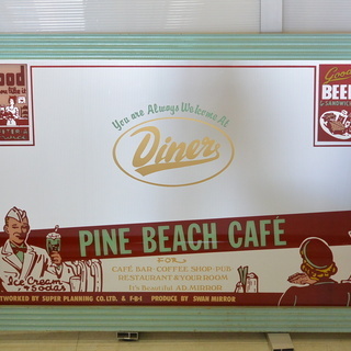 外国のbarなどにある 希少 特大パブミラー PINE BEACH CAFE　アンティーク ビンテージ　BAR