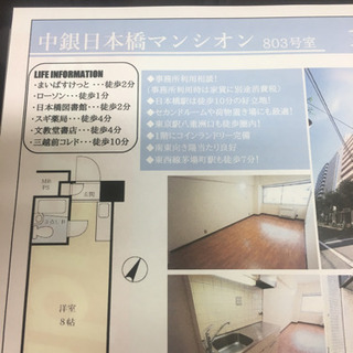 6月4日！今！募集しました！  1R 人形町 徒歩3分