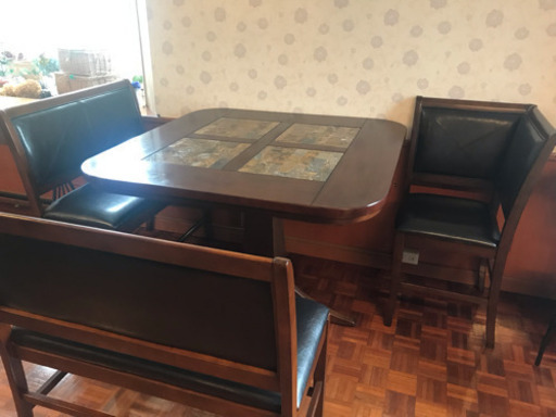 海外製 大型 ダイニングセット コーナーチェアー ベンチチェアー 美品