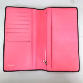 【本物保証】 CHANEL シャネル カンボンライン ココマーク 二つ折り長財布 ホワイト×ブラック×ピンクの画像
