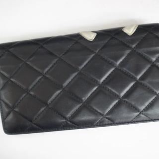 【本物保証】 CHANEL シャネル カンボンライン ココマーク 二つ折り長財布 ホワイト×ブラック×ピンクの画像