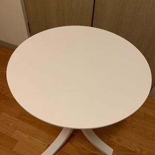 【★譲ります・美品★】サイドテーブル ホワイト 直径40cm×高さ54.5cmの画像