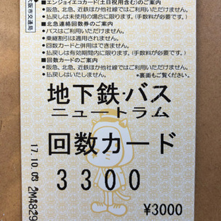 地下鉄・バス・ニュートラム 回数カード 使用済みの画像