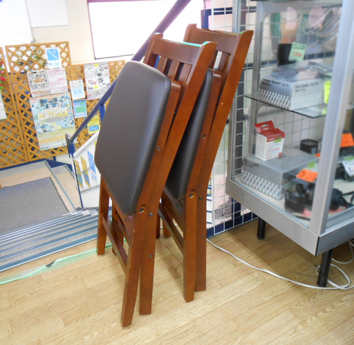 2脚組 折畳ダイニングチェア DBR/ダークブラウン 折り畳みチェア ダイニングチェア 椅子 イス いす 折り畳み ☆ PayPay(ペイペイ)決済可能 ☆ 札幌市 清田区 平岡