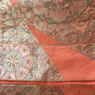 ピンクオレンジの袋帯  中古の画像