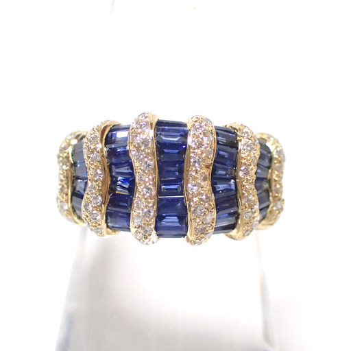 E209 K18 ダイヤ0.35ｃｔ サファイア2.14ct 指輪 リング 7.3g 12号