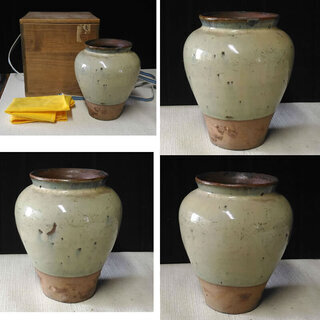 a802 上野焼(あがのやき) 小壺 徳利 花入れ 合わせ箱の画像