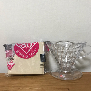 ハリオ コーヒー ドリッパーとフィルターの画像