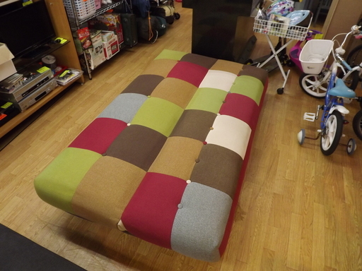 パッチワーク ソファベッド かわいい ソファー おしゃれ ３段階リクライニング シングル　幅：１７８ｃｍ　西岡店