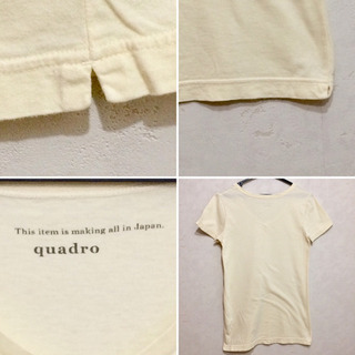 quadro / クオドロ 半袖 Vネック Tシャツ アイボリー プリント フリーサイズの画像