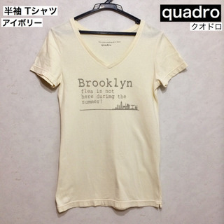 quadro / クオドロ 半袖 Vネック Tシャツ アイボリー...