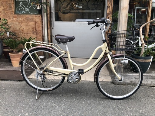 【中古】６段ギアオートライト付きママチャリ