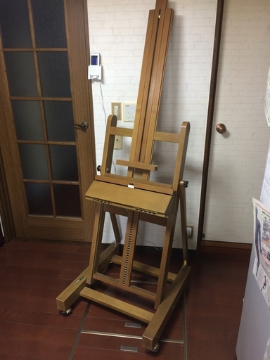 動作確認済 Holbein ホルベイン スライドイーゼル B型 木製大型 キャスター付 アトリエ用にも